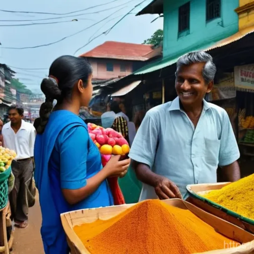 스리랑카에서의 봉사활동 경험 - **Prompt for Sri Lankan Market Scene:**
    "A vibrant and bustling Sri Lankan street market scene. ...