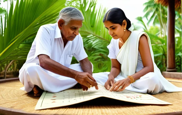 스리랑카의 미신과 신화 - A vibrant and bustling scene of a Poya Day celebration at a historic Buddhist temple in Sri Lanka. H...
