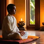 Home 17 스리랑카에서 배우는 불교 철학 - **Prompt 1: Serene Contemplation in a Sri Lankan Buddhist Temple at Sunset**
A tranquil scene in...