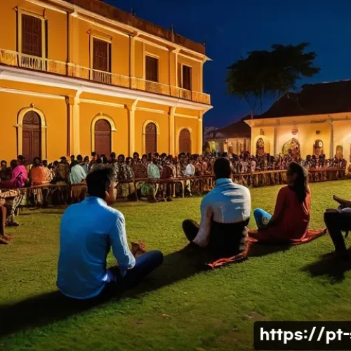 Home 24 스리랑카 국제 영화제 - **Image Prompt: "A vibrant outdoor film festival scene in the historic Galle Fort, Sri Lanka, at dus...